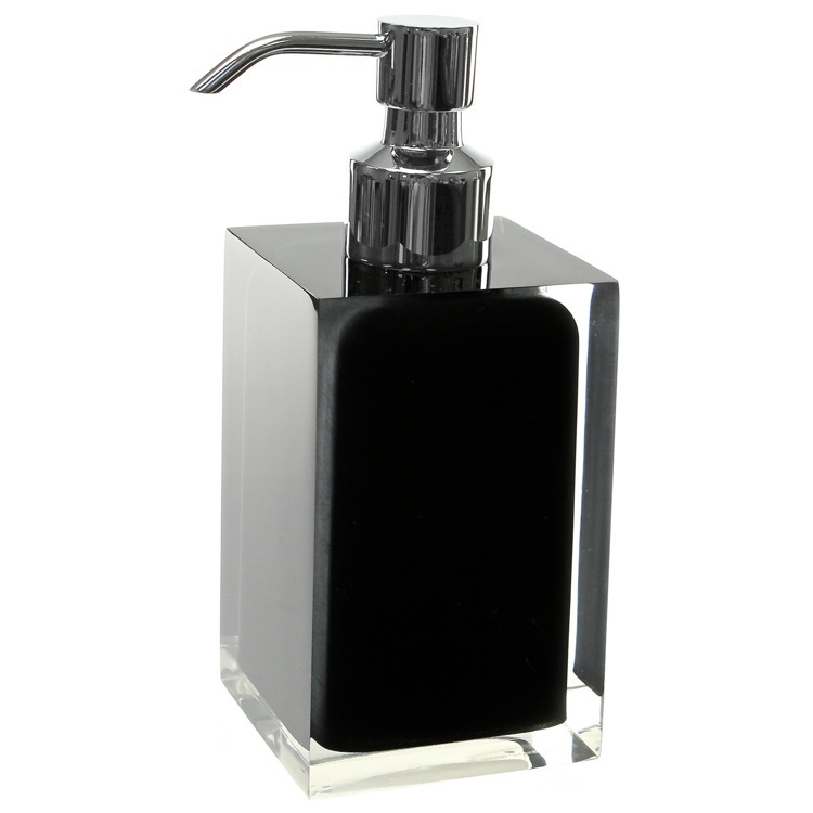 Soap Dispenser, Gedy RA81-14, Square Black Countertop Soap Dispenser